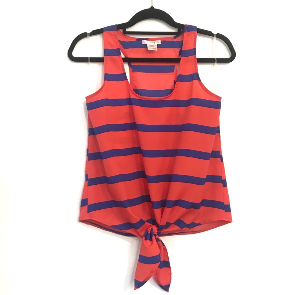 ✨ Nordstrom Striped Tie-Front Crop Tank Top Shirt